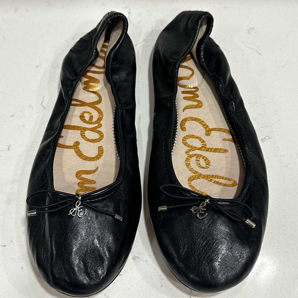 Sam Edelman Like New Black Leather ‘Felicia’ Ballet Flats Size 10 Wide